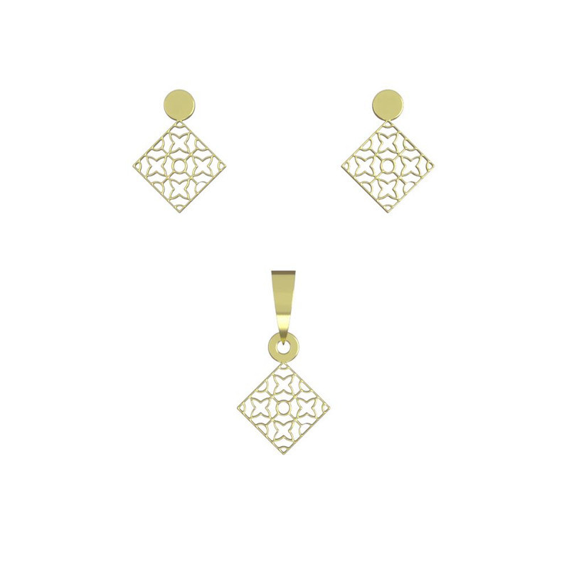 نیم ست طلا 18 عیار زنانه مدوپد مدل لوزی کد NA10487 نیم ست طلا 18 عیار زنانه مدوپد مدل لوزی کد NA10487