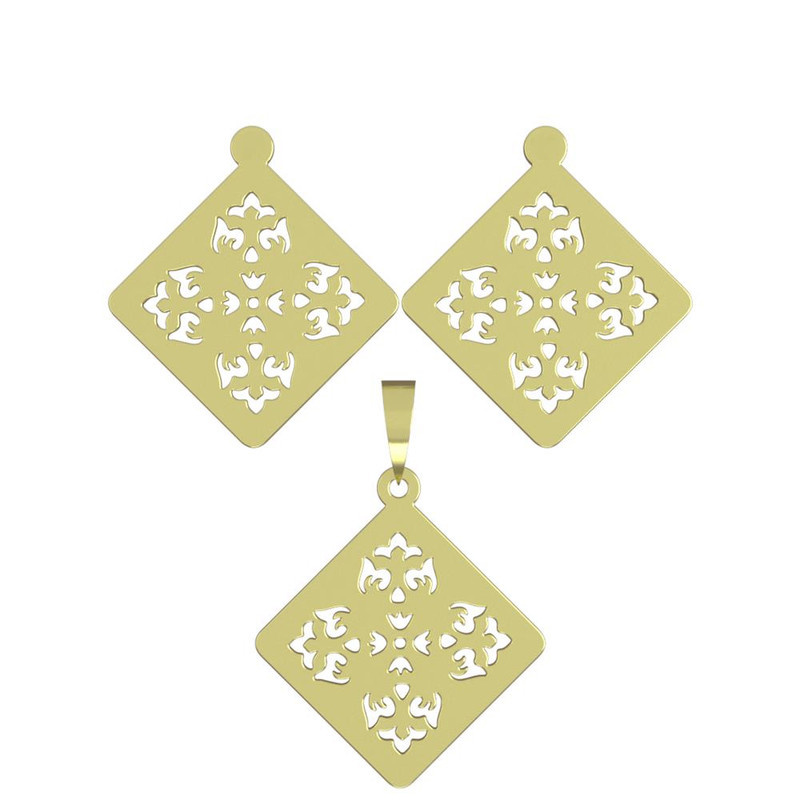 نیم ست طلا 18 عیار زنانه مدوپد مدل لوزی کد NA12207 نیم ست طلا 18 عیار زنانه مدوپد مدل لوزی کد NA12207