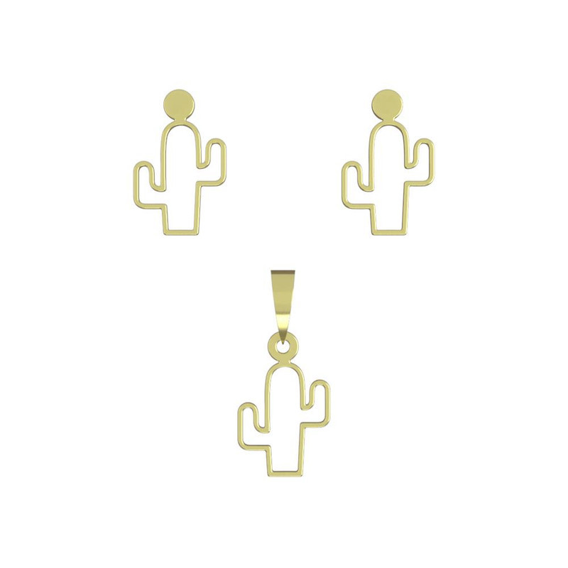 نیم ست طلا 18 عیار زنانه مدوپد مدل کاکتوس کد NA12214