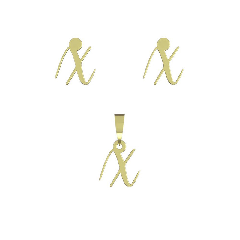 نیم ست طلا 18 عیار زنانه مدوپد مدل حرف x کد NA12333