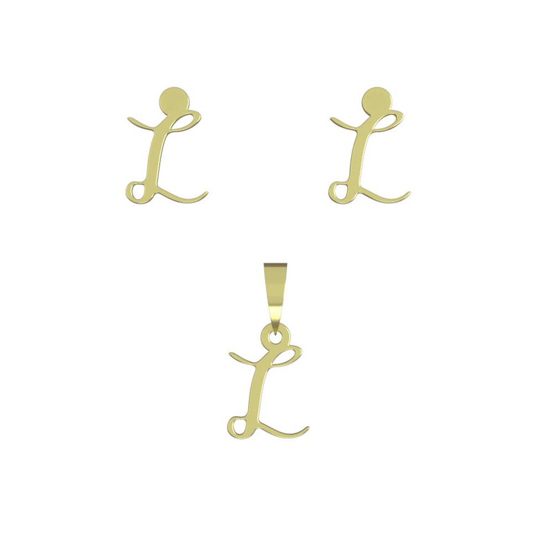 نیم ست طلا 18 عیار زنانه مدوپد مدل حرف L کد NA12336