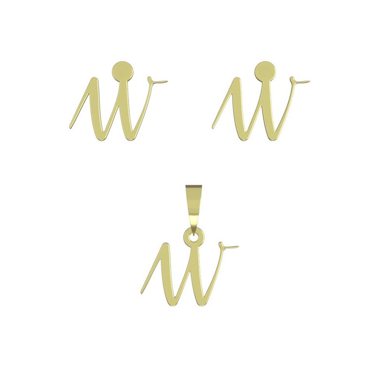 نیم ست طلا 18 عیار زنانه مدوپد مدل حرف w کد NA12353