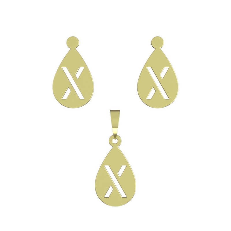 نیم ست طلا 18 عیار زنانه مدوپد مدل حرف x کد NA12513