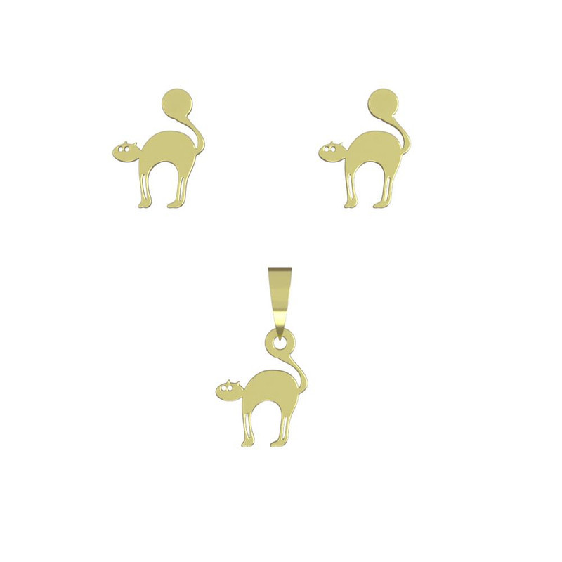 نیم ست طلا 18 عیار زنانه مدوپد مدل گربه کد NA12561 نیم ست طلا 18 عیار زنانه مدوپد مدل گربه کد NA12561