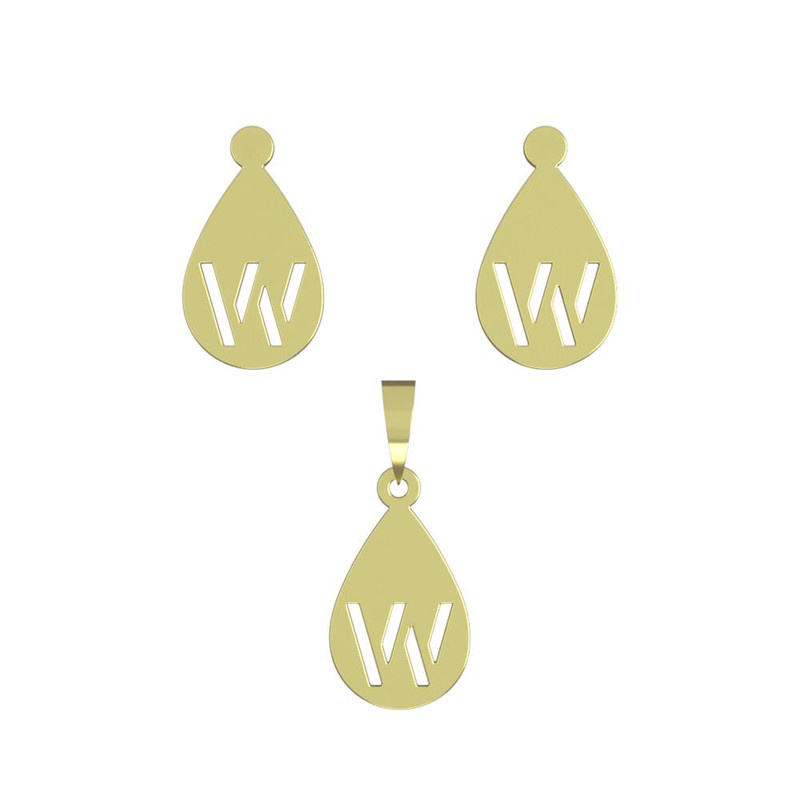 نیم ست طلا 18 عیار زنانه مدوپد مدل حرف w کد NA12576