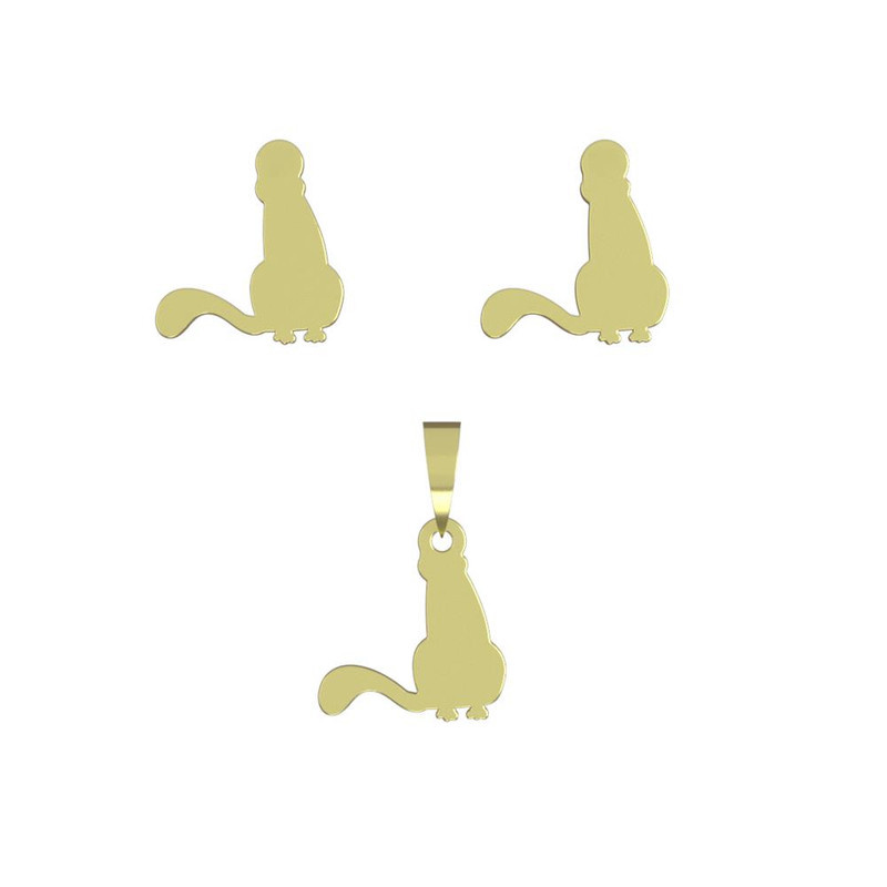 نیم ست طلا 18 عیار زنانه مدوپد مدل گربه کد NA12603