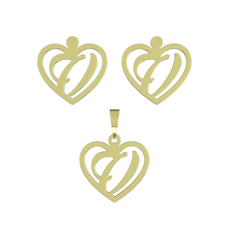 نیم ست طلا 18 عیار زنانه مدوپد مدل حرف v کد NA12887