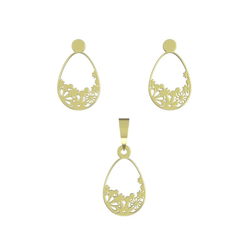 نیم ست طلا 18 عیار زنانه مدوپد مدل گل کد NA13007