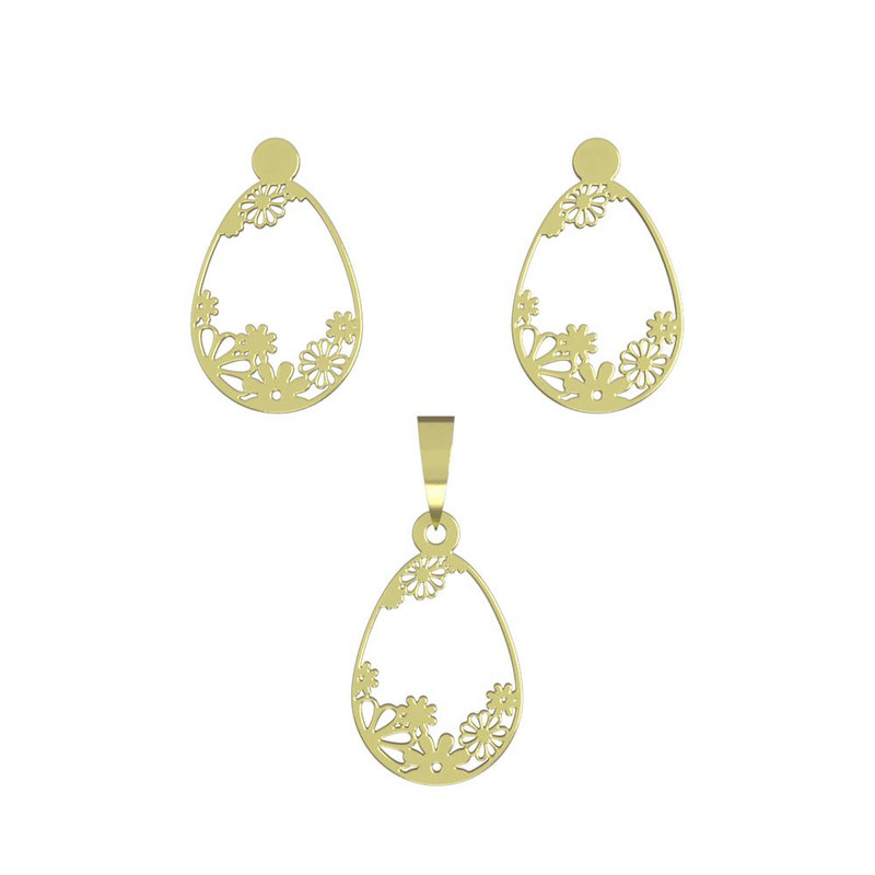 نیم ست طلا 18 عیار زنانه مدوپد مدل برگ کد NA13006