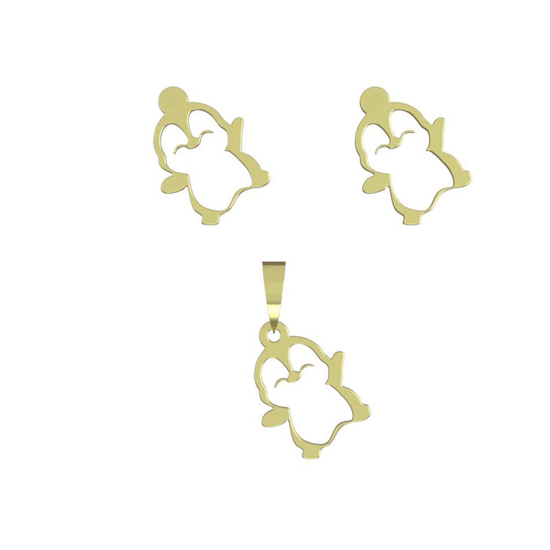 نیم ست طلا 18 عیار زنانه مدوپد مدل پنگوئن کد NA13016