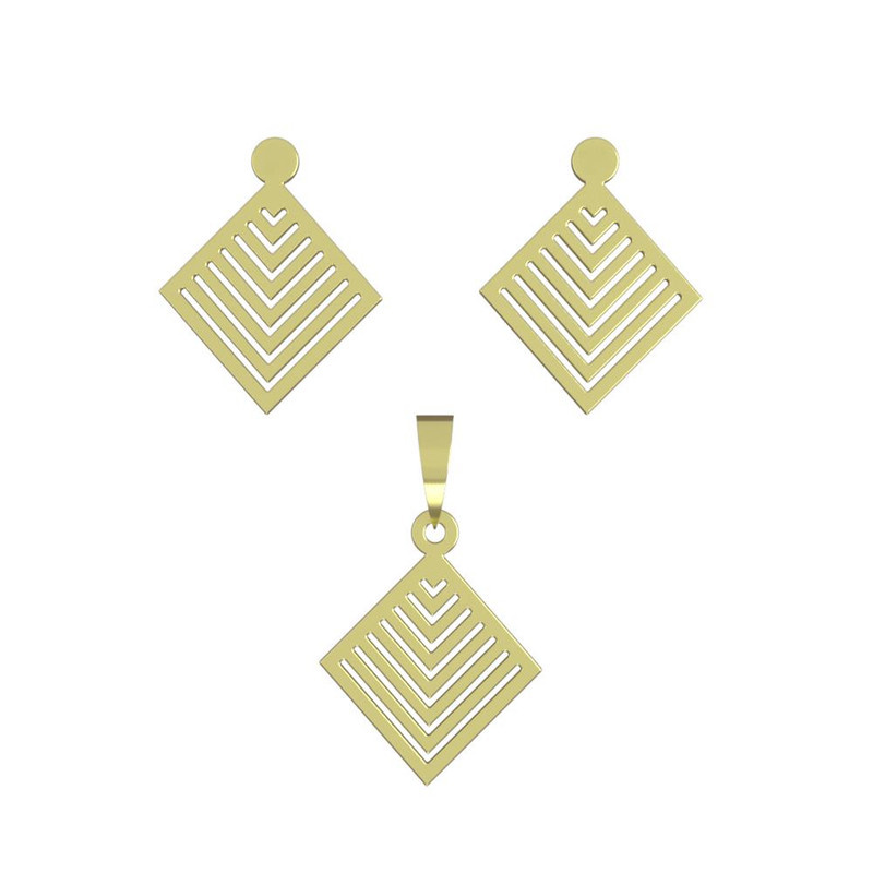 نیم ست طلا 18 عیار زنانه مدوپد مدل لوزی کد NA13037 نیم ست طلا 18 عیار زنانه مدوپد مدل لوزی کد NA13037