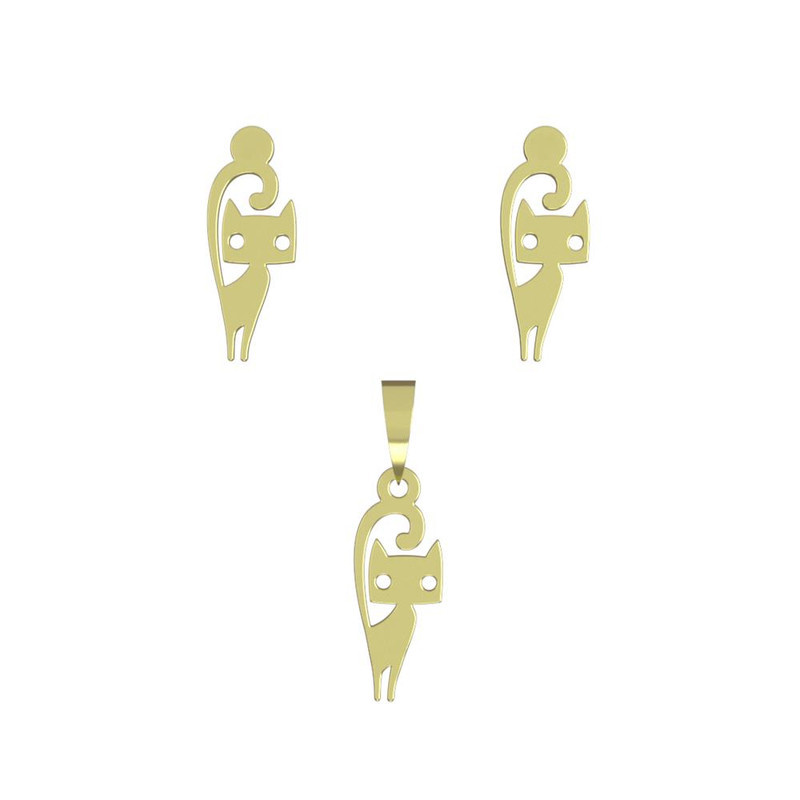 نیم ست طلا 18 عیار زنانه مدوپد مدل گربه کد NA13115