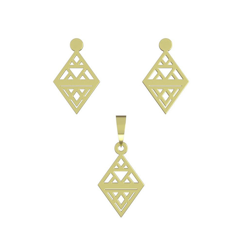 نیم ست طلا 18 عیار زنانه مدوپد مدل لوزی کد NA13121 نیم ست طلا 18 عیار زنانه مدوپد مدل لوزی کد NA13121