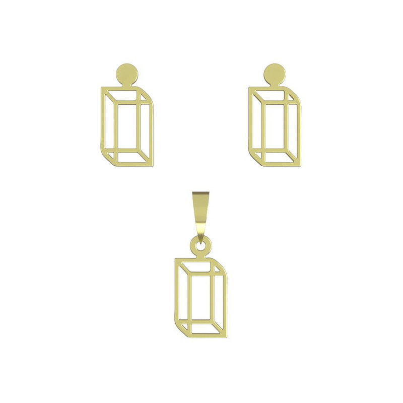 نیم ست طلا 18 عیار زنانه مدوپد مدل مکعب کد NA13205