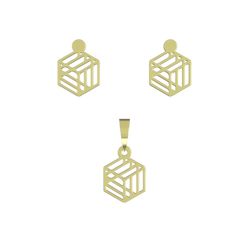 نیم ست طلا 18 عیار زنانه مدوپد مدل مکعب کد NA13305