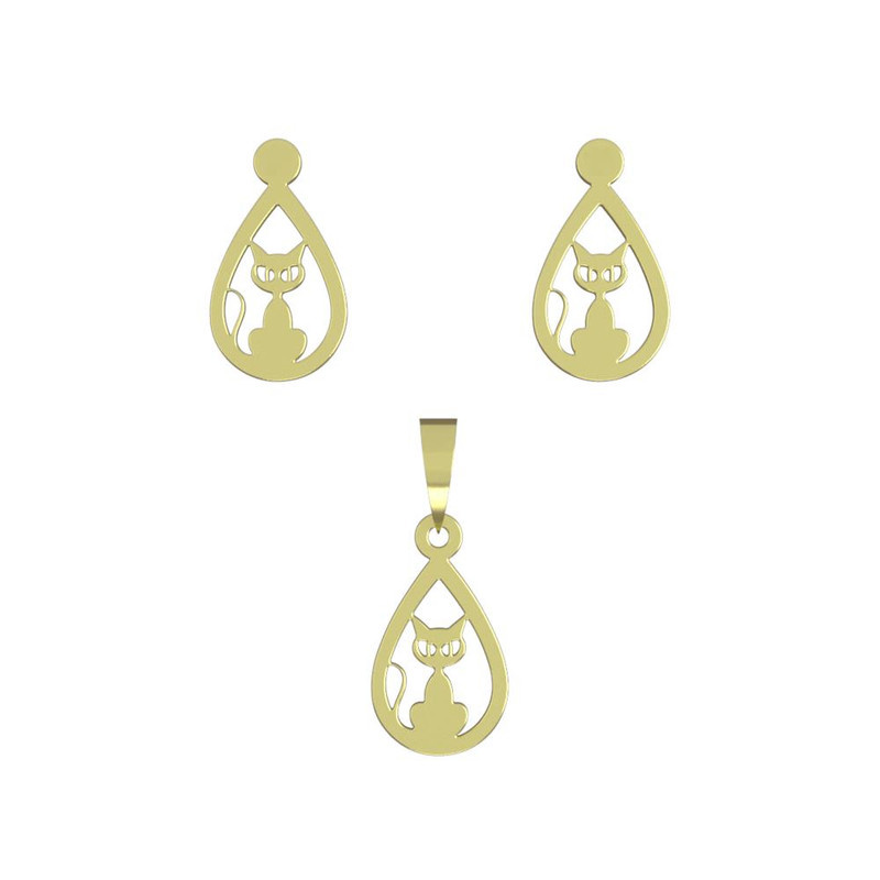 نیم ست طلا 18 عیار زنانه مدوپد مدل گربه کد NA13663 نیم ست طلا 18 عیار زنانه مدوپد مدل گربه کد NA13663