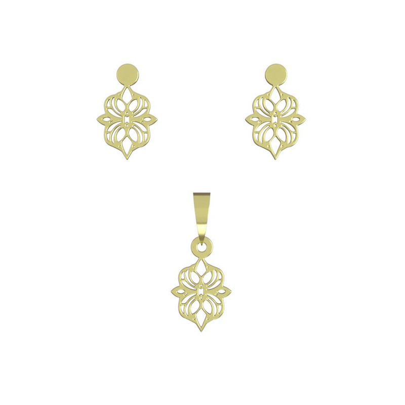 نیم ست طلا 18 عیار زنانه مدوپد مدل هندسی کد NA13892