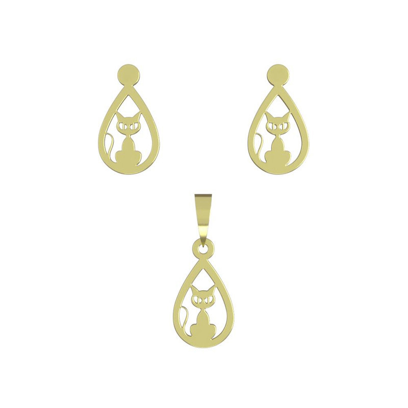 نیم ست طلا 18 عیار زنانه مدوپد مدل گربه کد NA13917