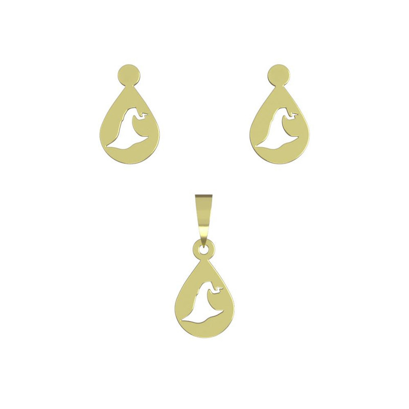 نیم ست طلا 18 عیار زنانه مدوپد مدل کلاه کد NA13971