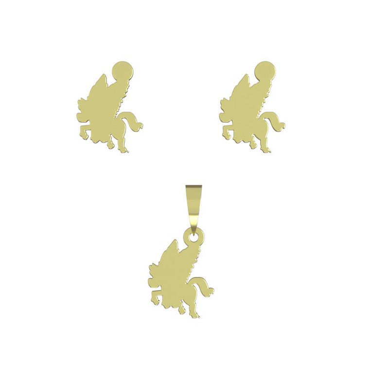 نیم ست طلا 18 عیار زنانه مدوپد مدل یونیکورن کد NA13979