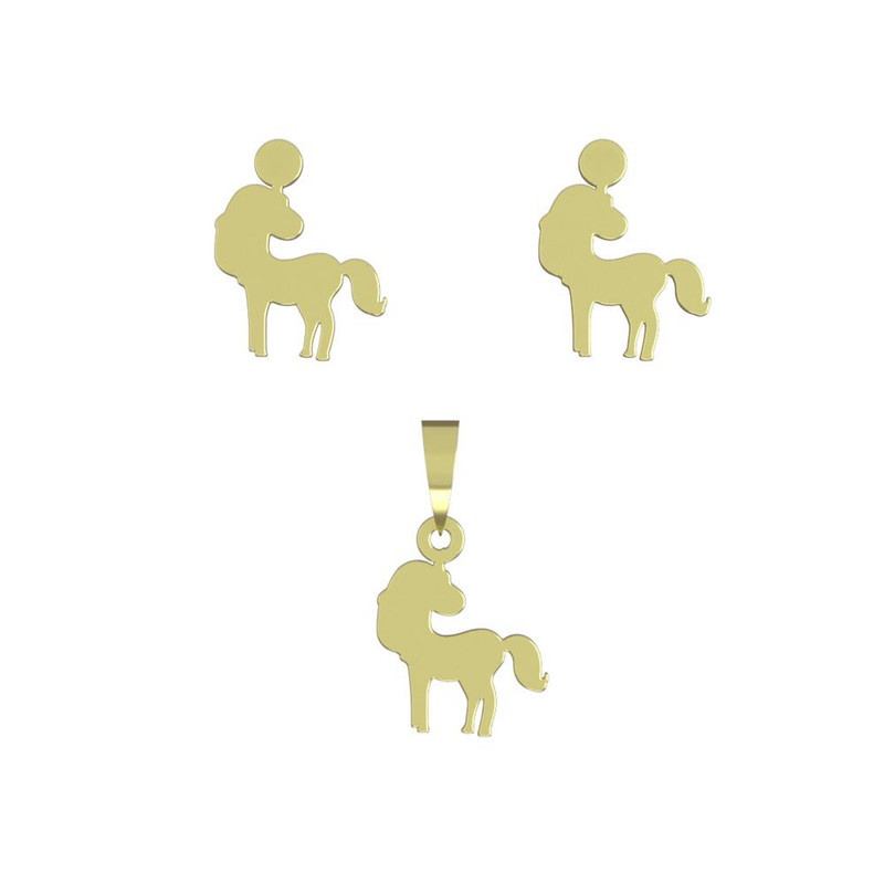 نیم ست طلا 18 عیار زنانه مدوپد مدل یونیکورن کد NA14031