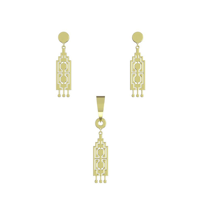 نیم ست طلا 18 عیار زنانه مدوپد مدل هندسی کد NA14414