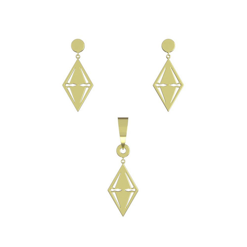 نیم ست طلا 18 عیار زنانه مدوپد مدل لوزی کد NA14479