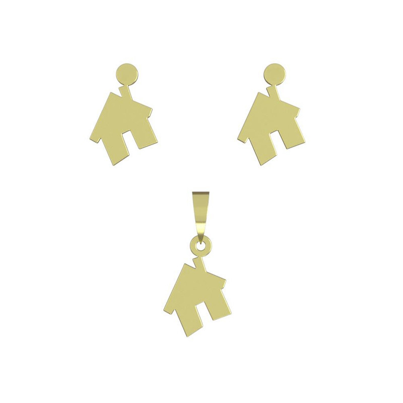 نیم ست طلا 18 عیار زنانه مدوپد مدل خانه کد NA14522