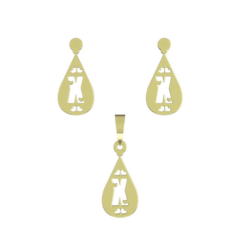 نیم ست طلا 18 عیار زنانه مدوپد مدل X حرف کد NA14738