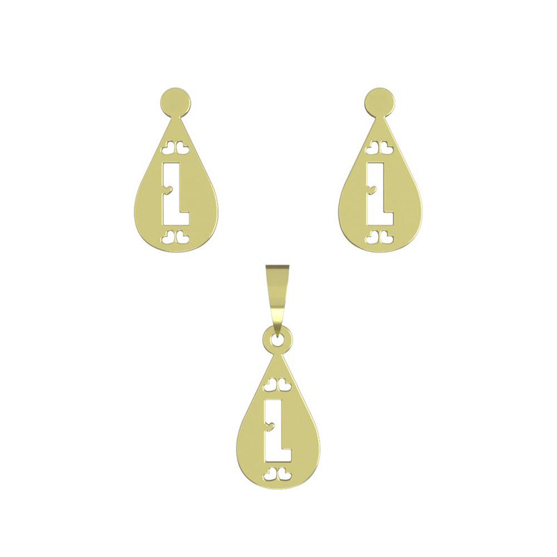 نیم ست طلا 18 عیار زنانه مدوپد مدل L حرف کد NA14780