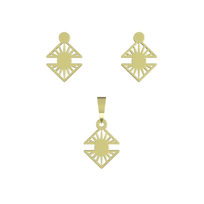 نیم ست طلا 18 عیار زنانه مدوپد مدل هندسی کد NA15011