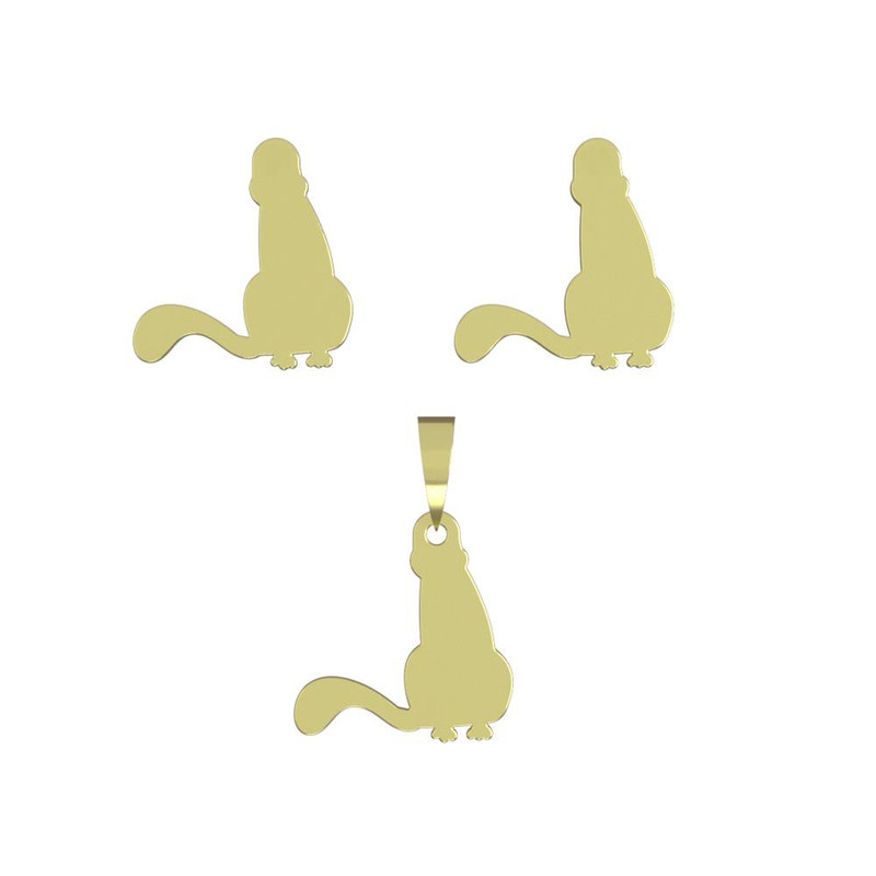 نیم ست طلا 18 عیار زنانه مدوپد مدل گربه کد NA15041