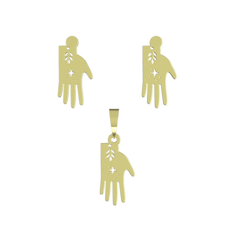 نیم ست طلا 18 عیار زنانه مدوپد مدل دست کد NA15109