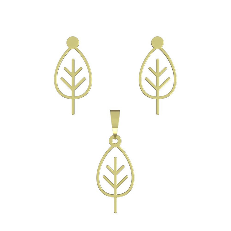 نیم ست طلا 18 عیار زنانه مدوپد مدل برگ کد NA15737 نیم ست طلا 18 عیار زنانه مدوپد مدل برگ کد NA15737