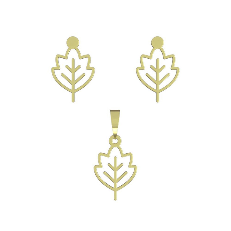 نیم ست طلا 18 عیار زنانه مدوپد مدل برگ کد NA15739 نیم ست طلا 18 عیار زنانه مدوپد مدل برگ کد NA15739