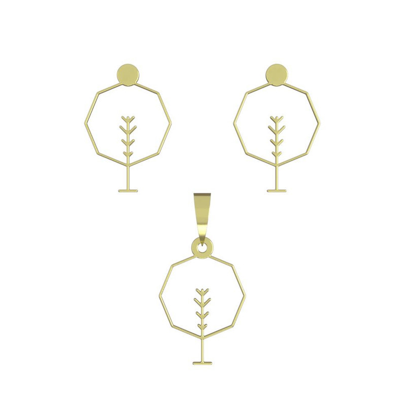 نیم ست طلا 18 عیار زنانه مدوپد مدل درخت کد NA15763 نیم ست طلا 18 عیار زنانه مدوپد مدل درخت کد NA15763