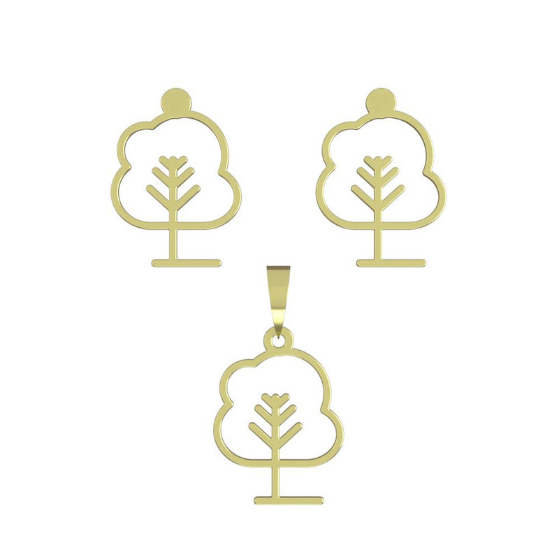 نیم ست طلا 18 عیار زنانه مدوپد مدل درخت کد NA15804