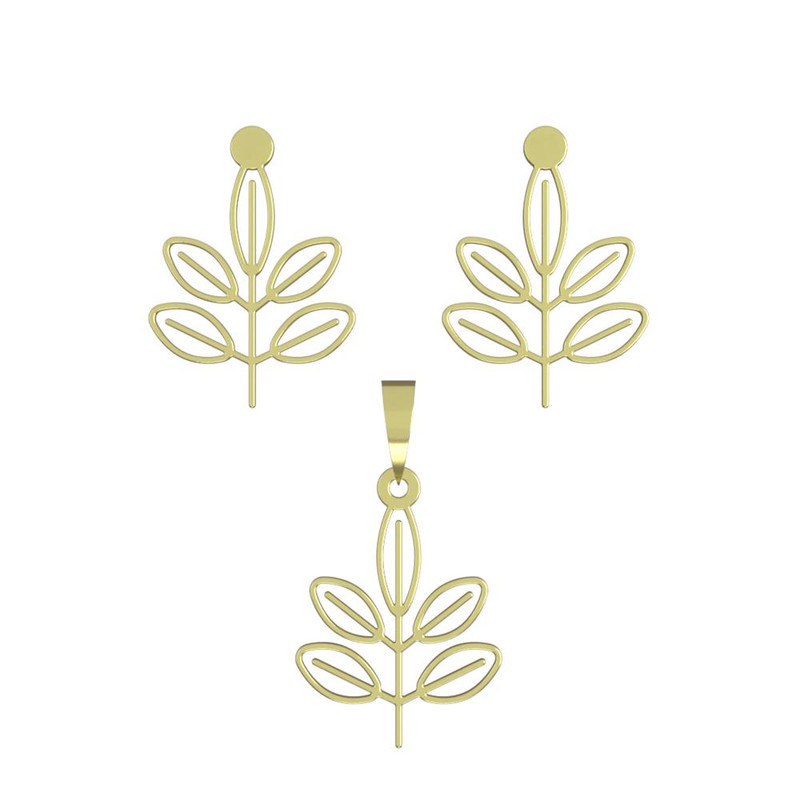 نیم ست طلا 18 عیار زنانه مدوپد مدل برگ کد NA15862 نیم ست طلا 18 عیار زنانه مدوپد مدل برگ کد NA15862