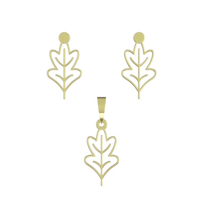 نیم ست طلا 18 عیار زنانه مدوپد مدل برگ کد NA15863 نیم ست طلا 18 عیار زنانه مدوپد مدل برگ کد NA15863