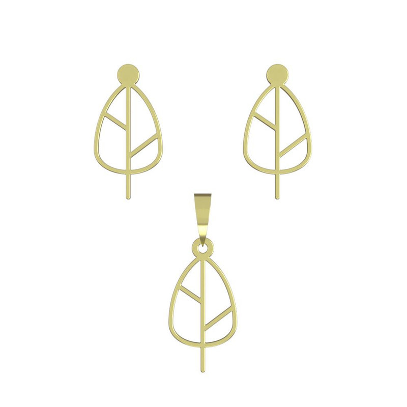 نیم ست طلا 18 عیار زنانه مدوپد مدل برگ کد NA15867 نیم ست طلا 18 عیار زنانه مدوپد مدل برگ کد NA15867