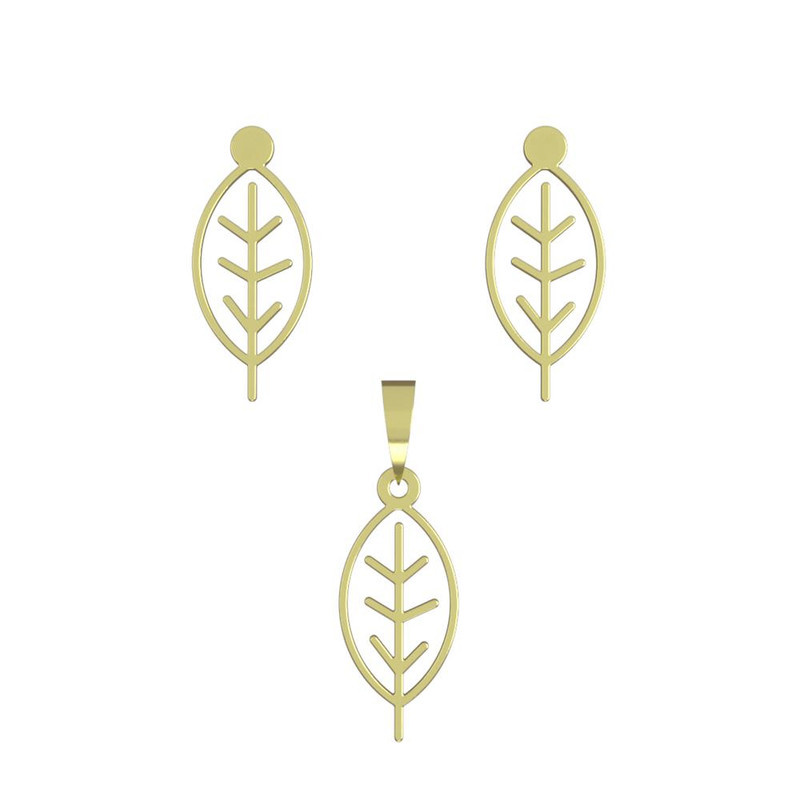 نیم ست طلا 18 عیار زنانه مدوپد مدل برگ کد NA15868 نیم ست طلا 18 عیار زنانه مدوپد مدل برگ کد NA15868