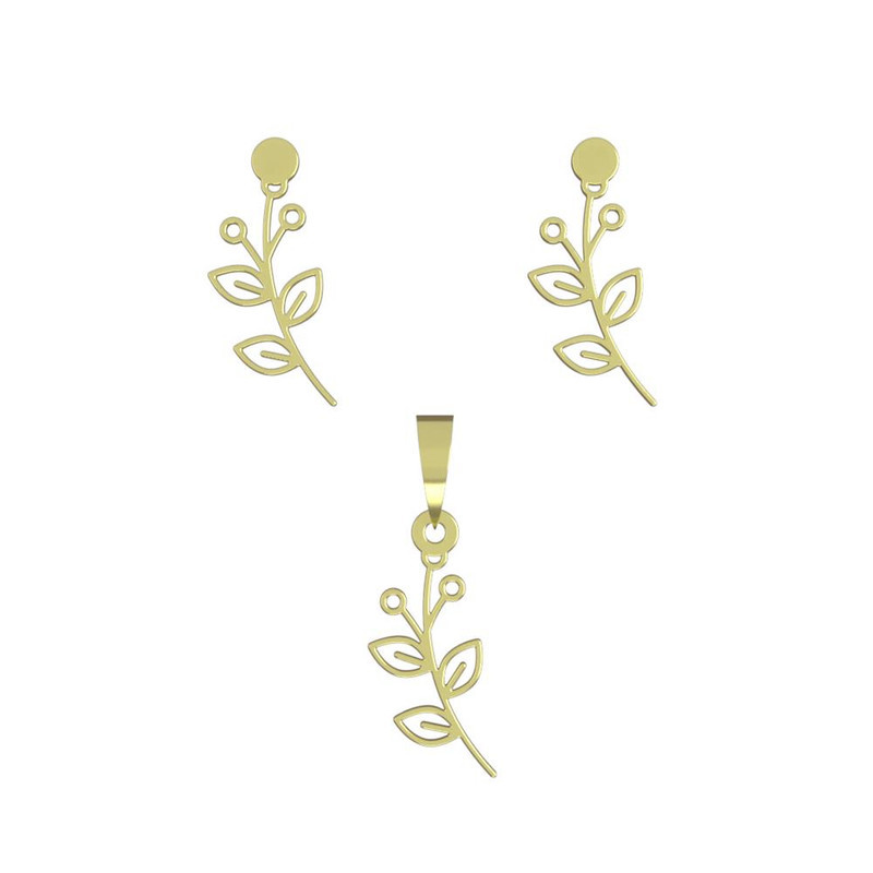 نیم ست طلا 18 عیار زنانه مدوپد مدل برگ کد NA15989 نیم ست طلا 18 عیار زنانه مدوپد مدل برگ کد NA15989