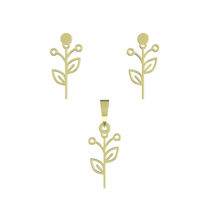 نیم ست طلا 18 عیار زنانه مدوپد مدل برگ کد NA15990 نیم ست طلا 18 عیار زنانه مدوپد مدل برگ کد NA15990