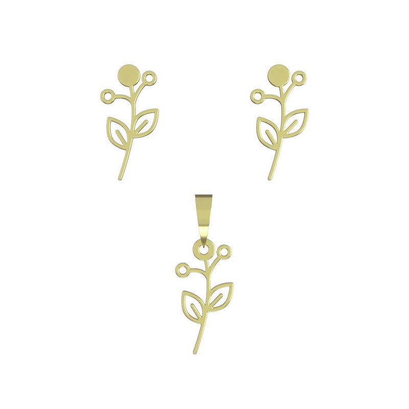 نیم ست طلا 18 عیار زنانه مدوپد مدل برگ کد NA15992 نیم ست طلا 18 عیار زنانه مدوپد مدل برگ کد NA15992