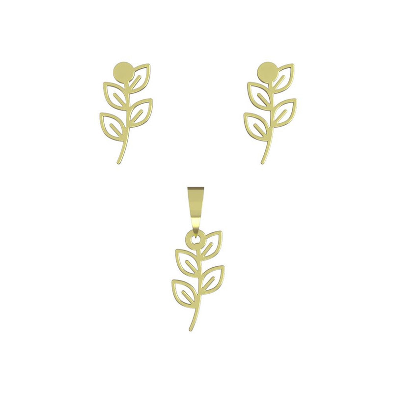 نیم ست طلا 18 عیار زنانه مدوپد مدل برگ کد NA15993