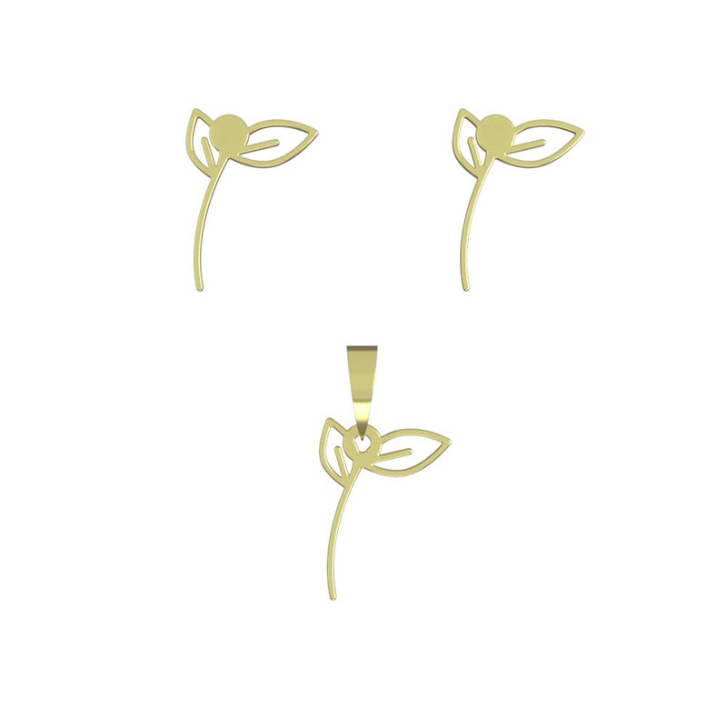 نیم ست طلا 18 عیار زنانه مدوپد مدل برگ کد NA15995