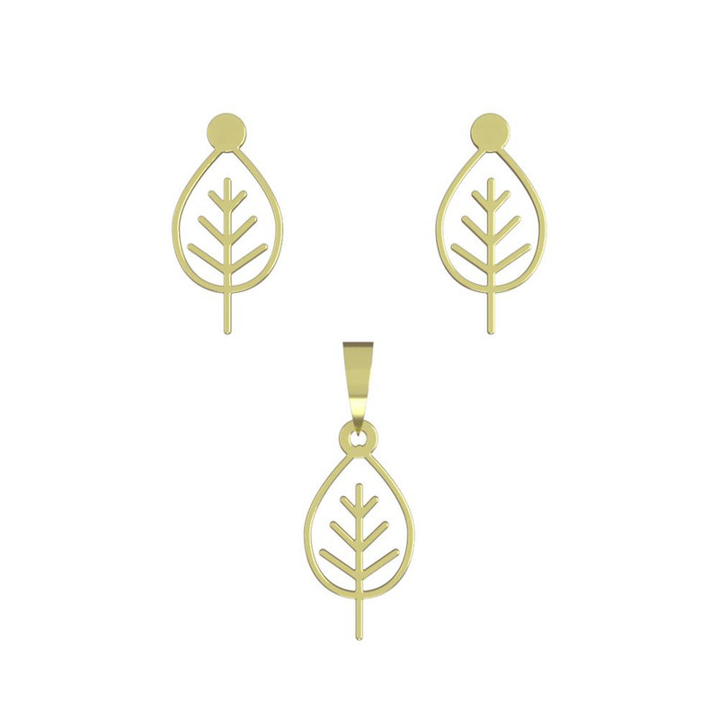 نیم ست طلا 18 عیار زنانه مدوپد مدل برگ کد NA16023