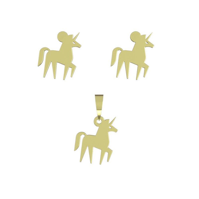 نیم ست طلا 18 عیار زنانه مدوپد مدل یونیکورن کد NA16052