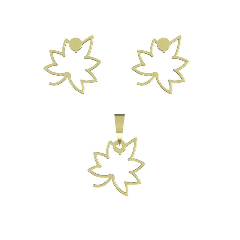 نیم ست طلا 18 عیار زنانه مدوپد مدل برگ کد NA16022