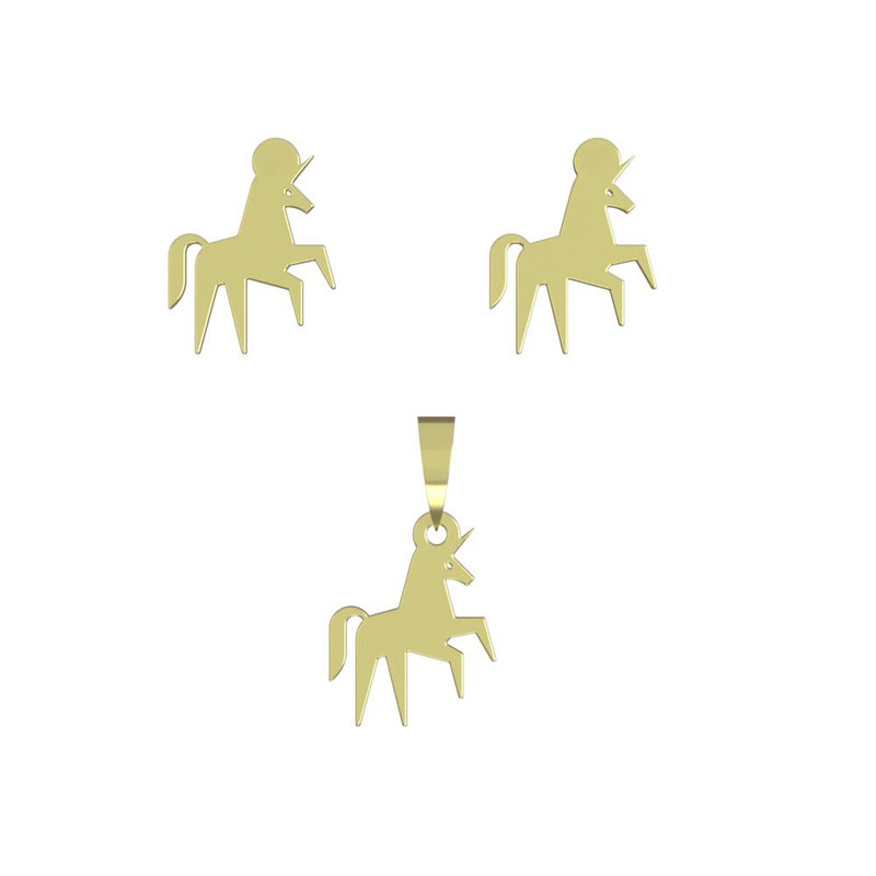 نیم ست طلا 18 عیار زنانه مدوپد مدل یونیکورن کد NA16067